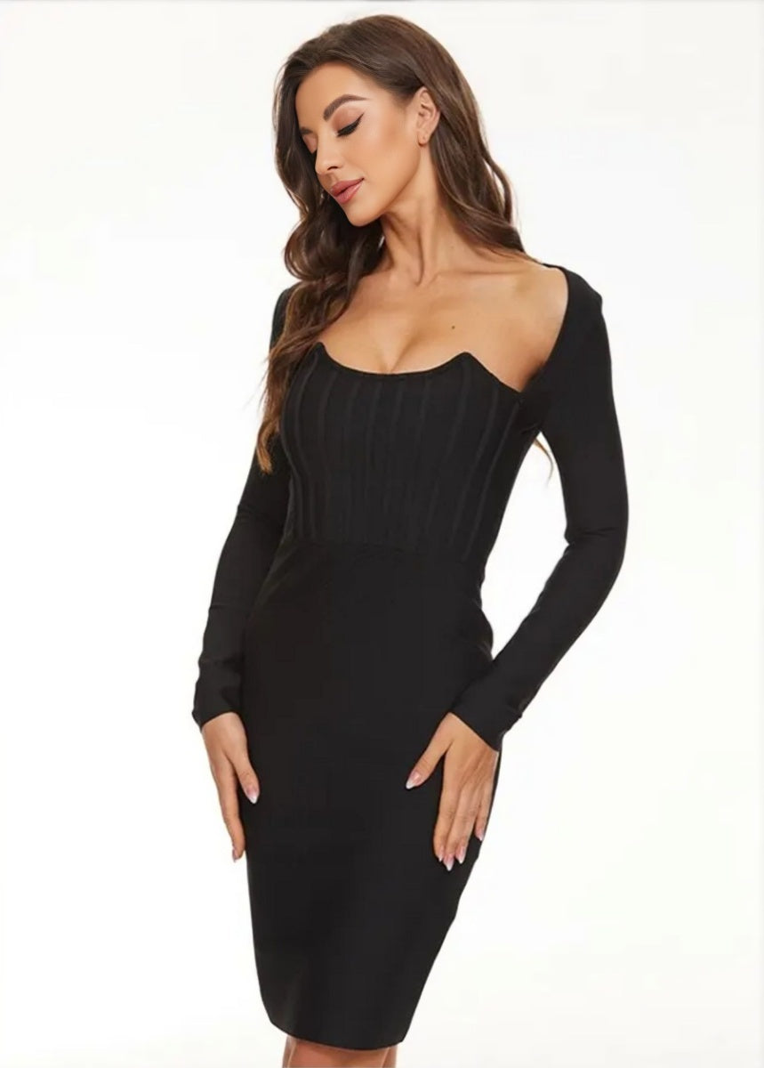 Abito bandage nero stile corsetto