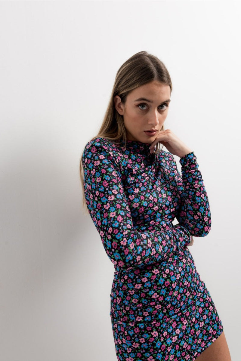 Abito floreale drappeggiato