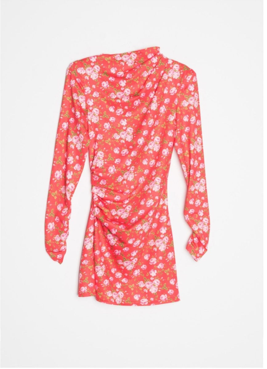 Abito floreale drappeggiato