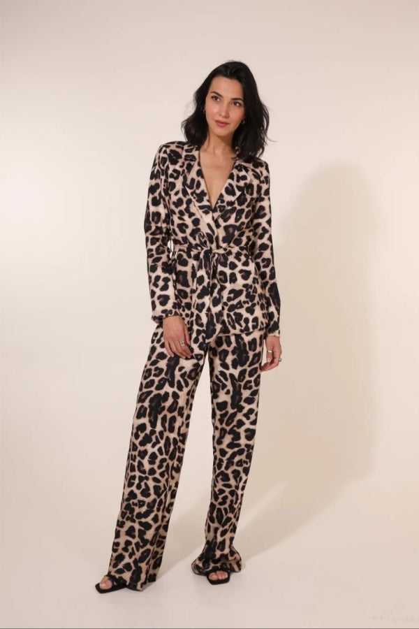 Pantalone a palazzo leopardato