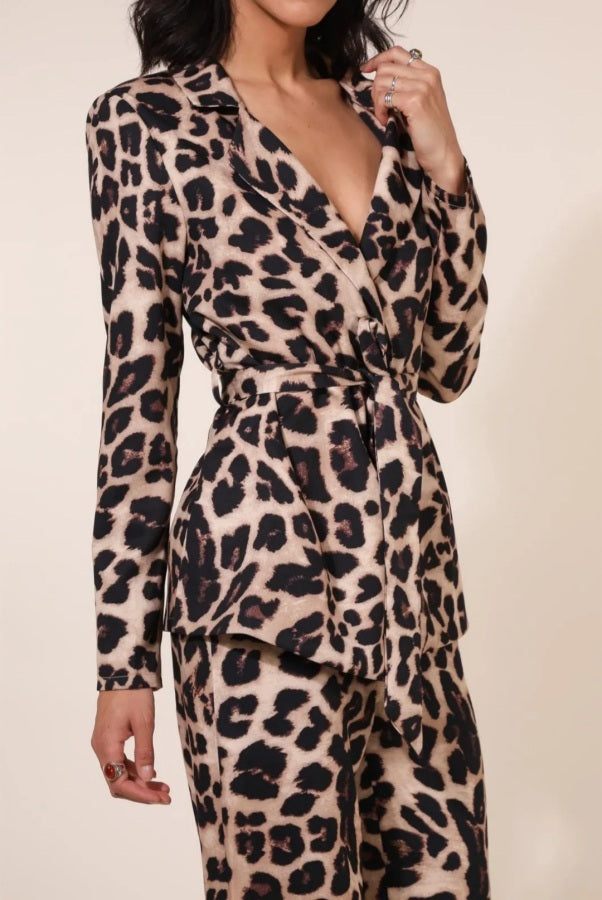 Pantalone a palazzo leopardato