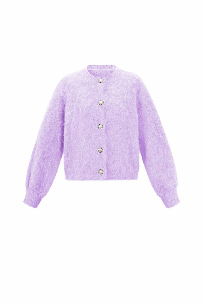 Golfino lilla con bottoni perla