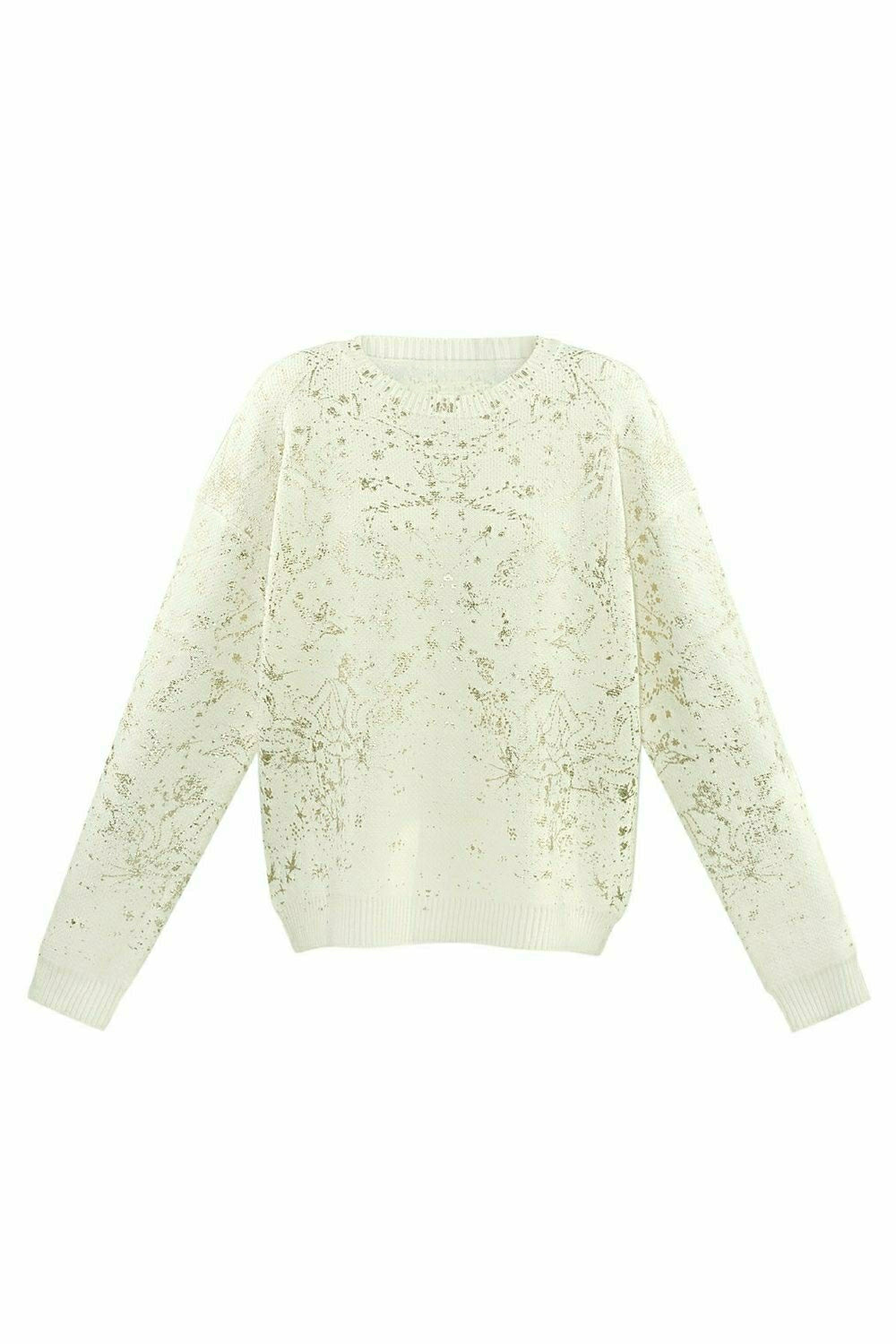 Maglione color panna con decorazioni laminate