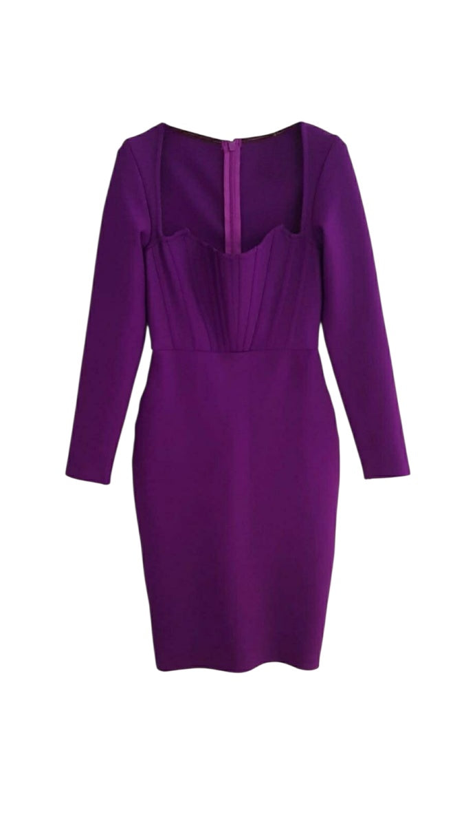 Abito bandage viola stile corsetto