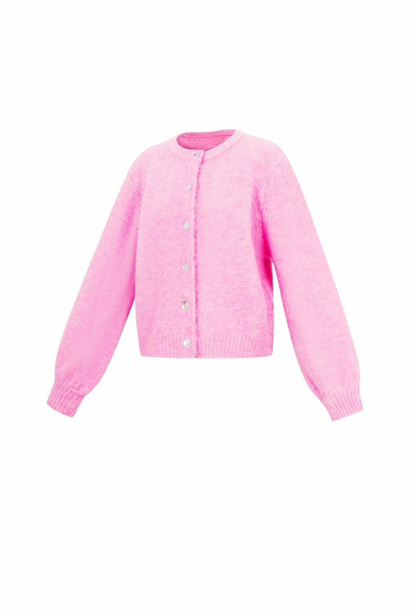 Golfino rosa con bottoni in madreperla