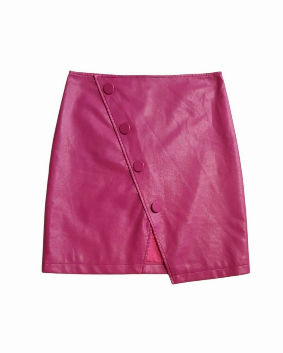 Gonna in ecopelle con bottoni