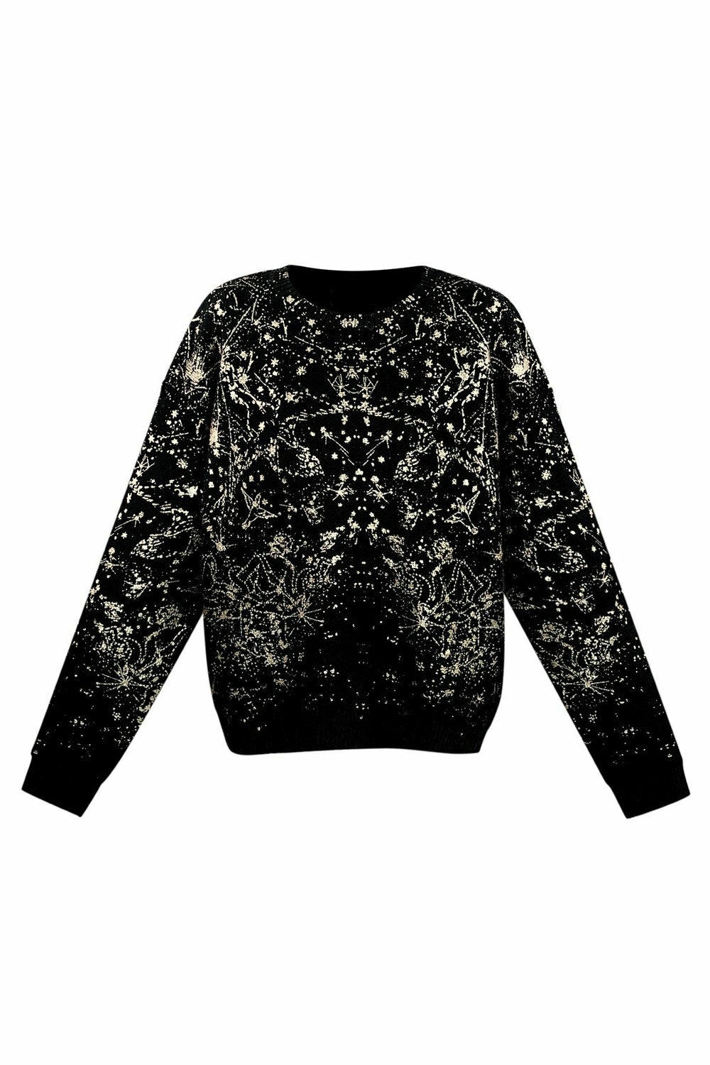 Maglione nero con decorazioni laminate