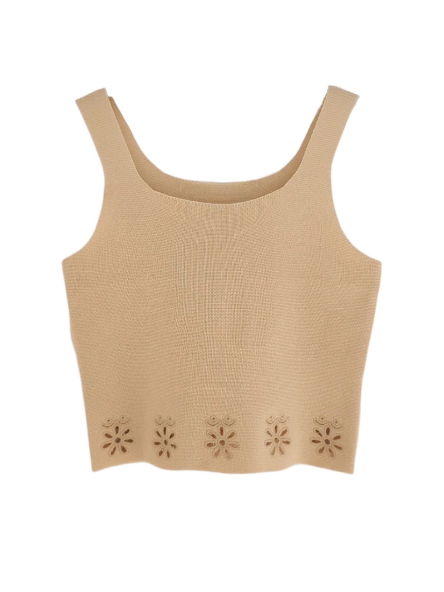 Top in maglia con ricami traforati