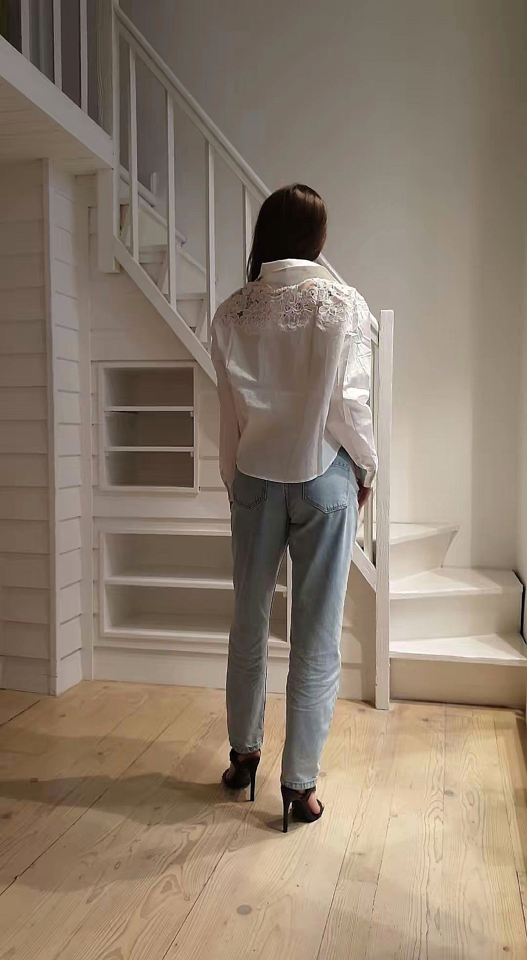 Camicia con inserti in pizzo