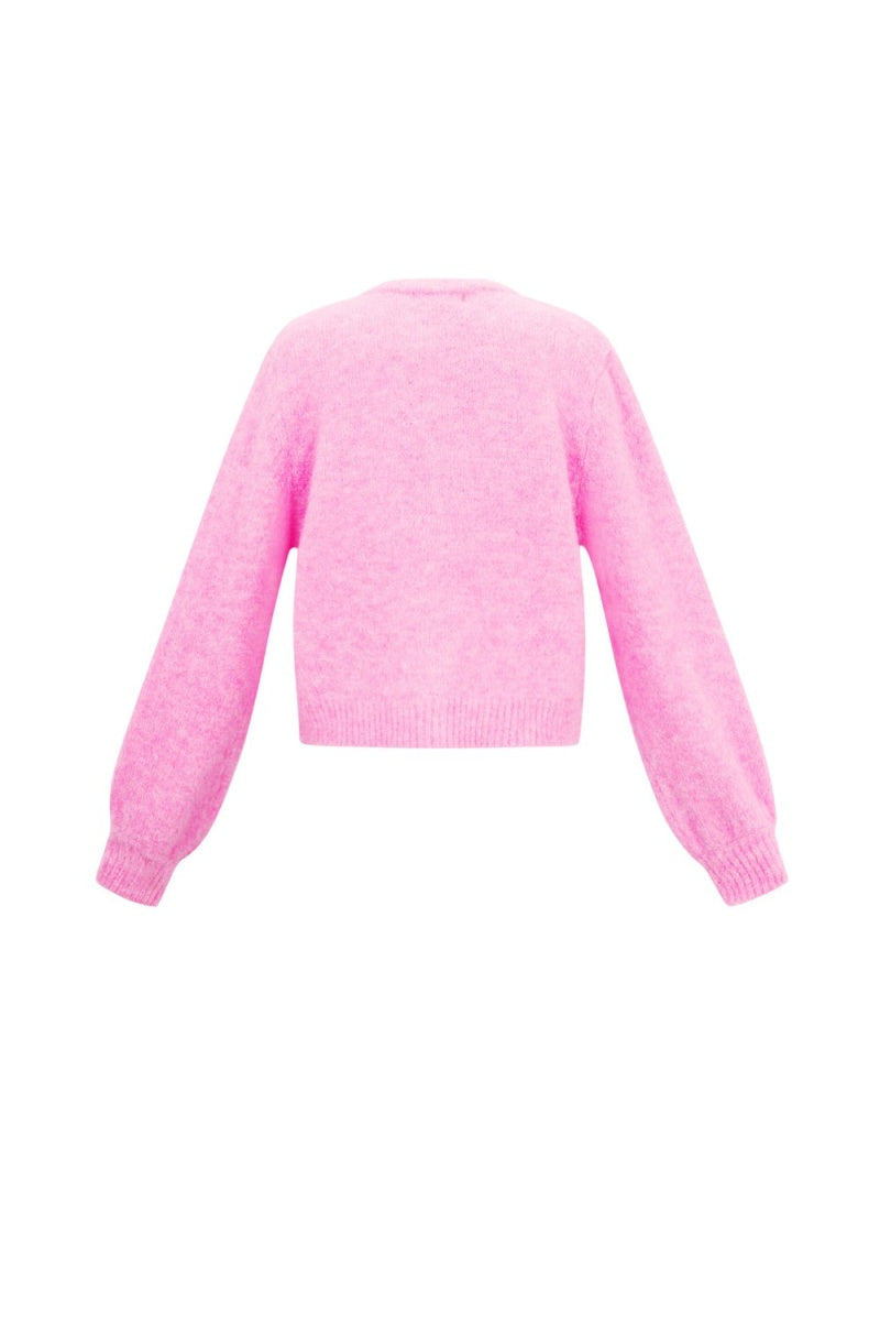 Golfino rosa con bottoni in madreperla