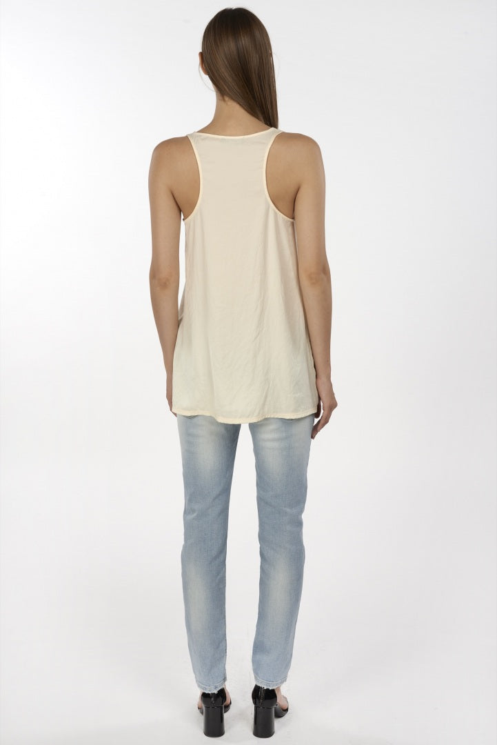 Canotta color champagne con taschino sul petto
