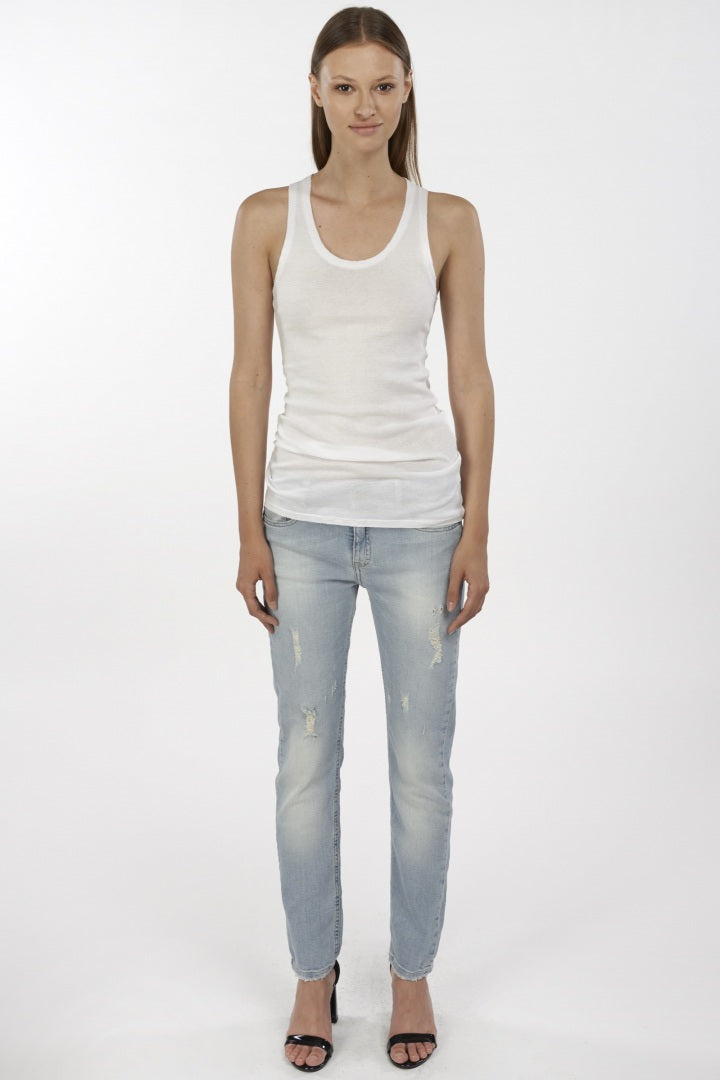 Canotta con bordo ad effetto scucito