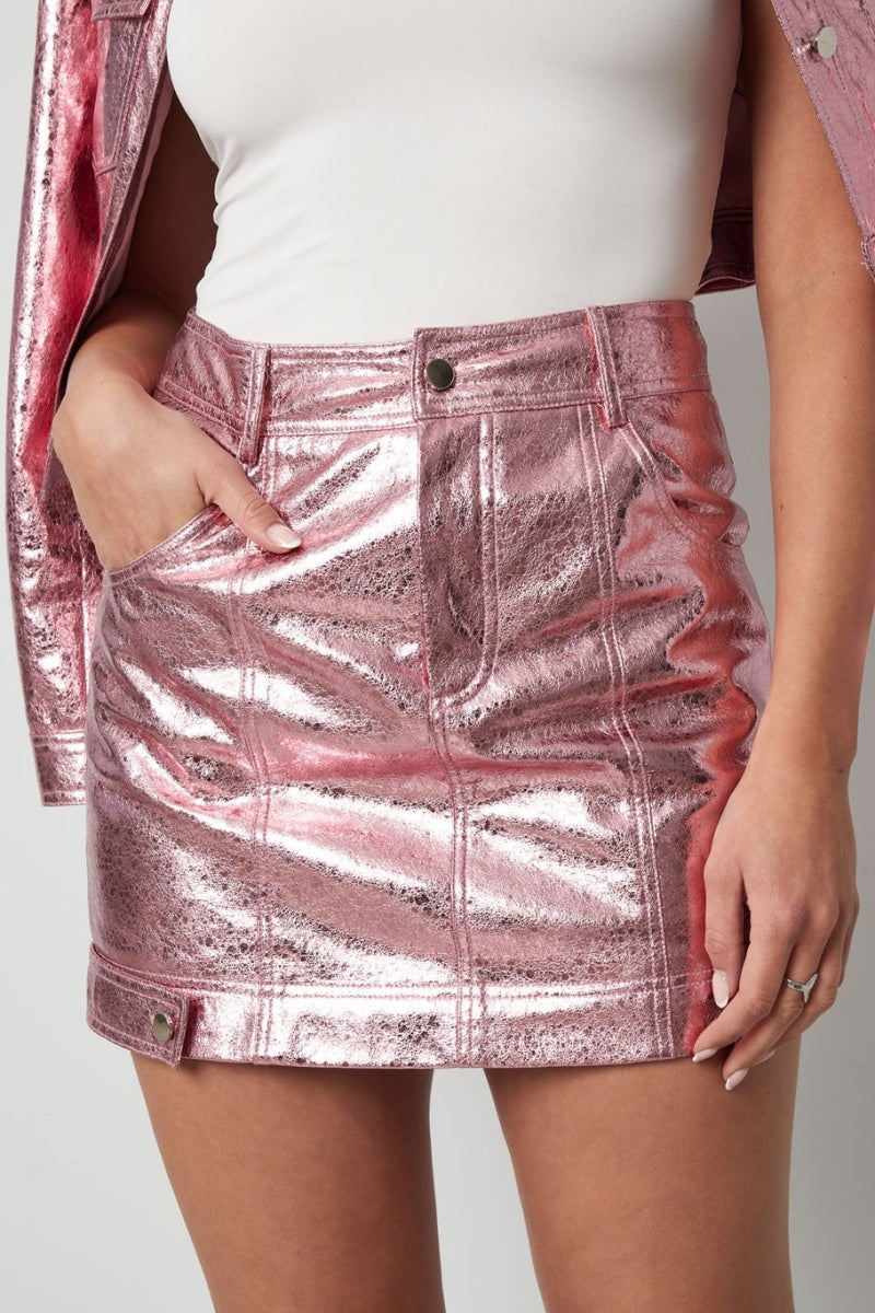 Gonna in ecopelle laminata