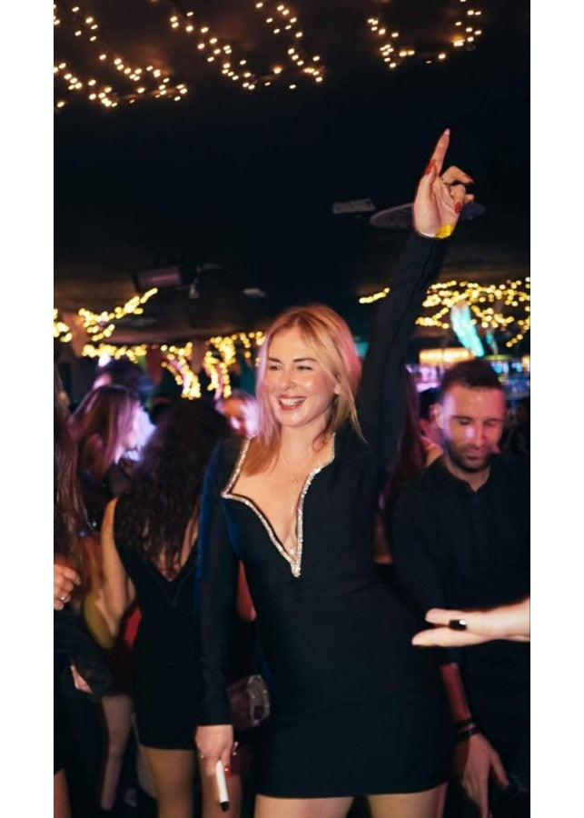 Abito bandage nero con strass