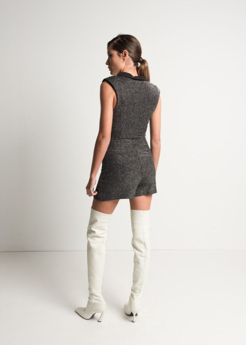 Tuta in lurex argento