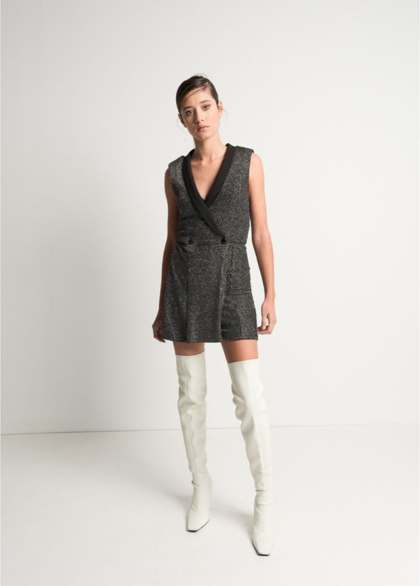 Tuta in lurex argento